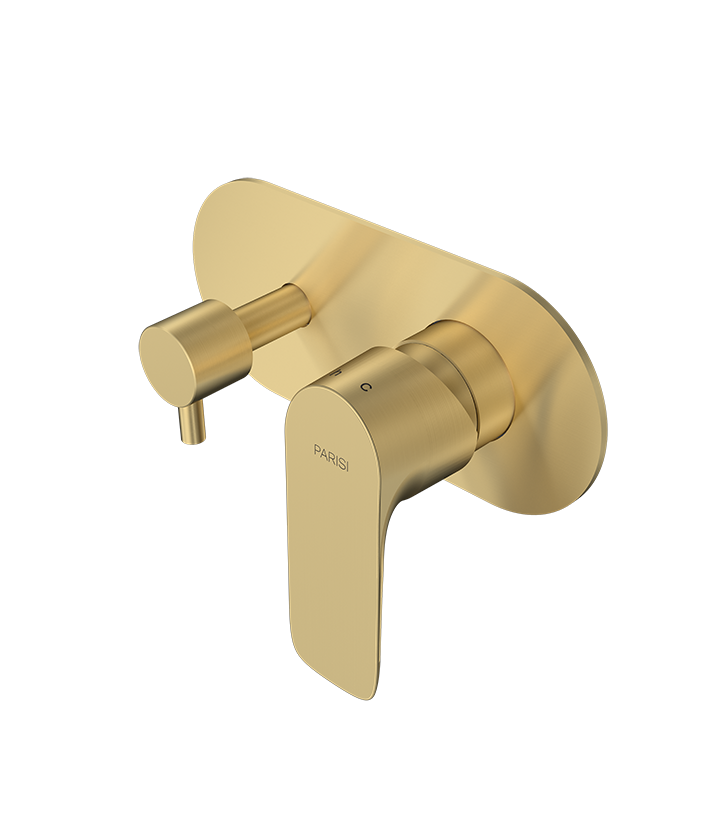 Parisi Slim II Wall Mixer with 2-Way Diverter - Brushed Brass