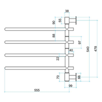 Thermorail SV24 Straight/Round 600 x 540mm Swivel Heated Towel Rail