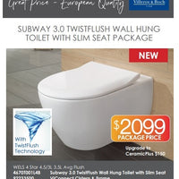 VILLEROY & BOCH Subway 3.0 Twistflush Wall Hung Toilet With Slim Seat Package
