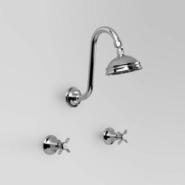 Astra Walker Olde English Shower Set With 100mm Rose And Cross Handle Taps