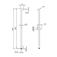 Argent Flow Minimalist Trio 120-700 Shower Rail Set - Chrome