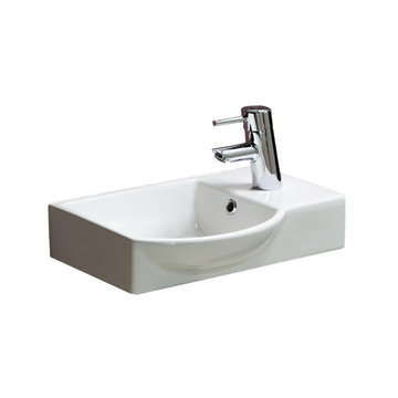 Argent Azure 460 Small Wash Basin with 1 Tap Hole - Gloss White