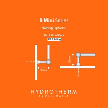Hydrotherm B-Series Mini 600 Heated Towel Rail - Chrome