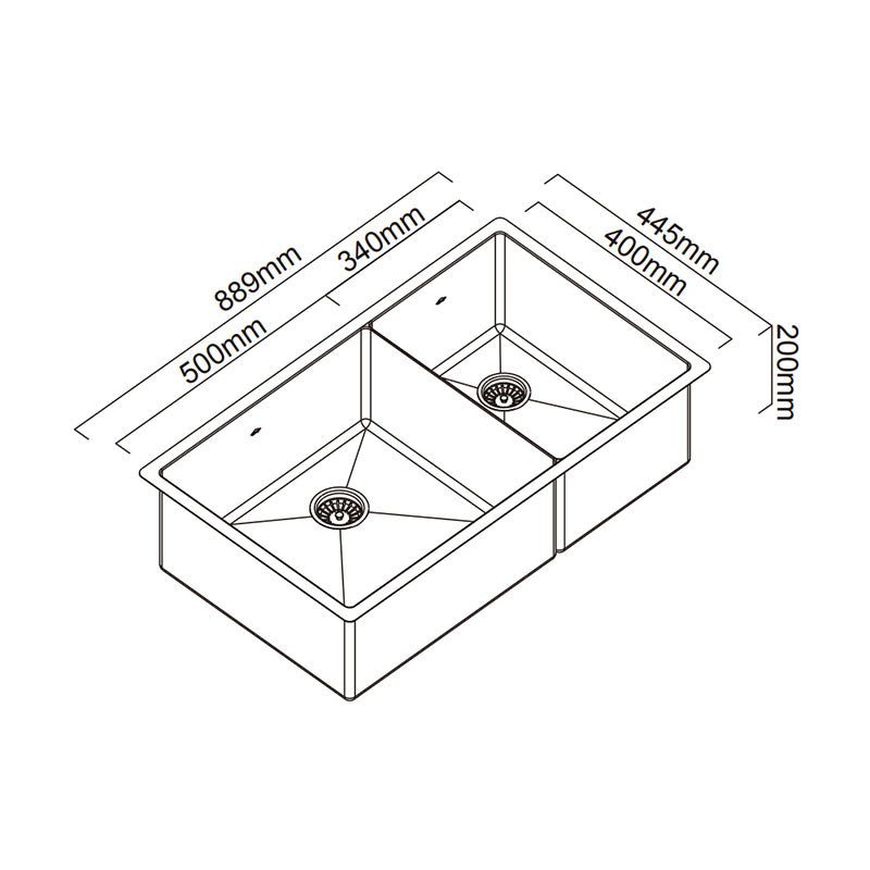 Abey Piazza One & 3-4 Square Bowl Eureka Gold