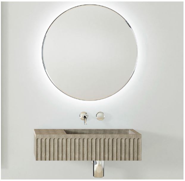 MEEK BATHWARE Doric Wall Hung Vanity Basins Mid Grey Finish- Single Sinks - by Joshua Gullaci | The Source - Bath • Kitchen • Homewares