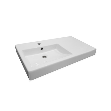 Argent Evo 750 Asymmetric Basin - Left Hand Bowl with 1 Tap Hole - Gloss White