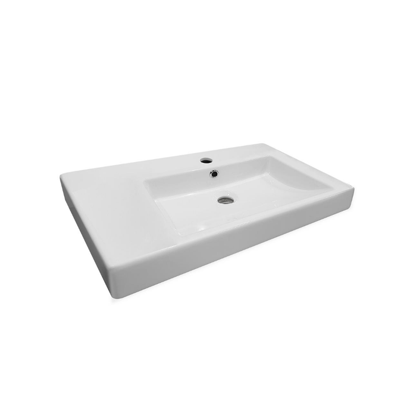 Argent Evo 750 Asymmetric Basin - Right Hand Bowl with 1 Tap Hole - Gloss White