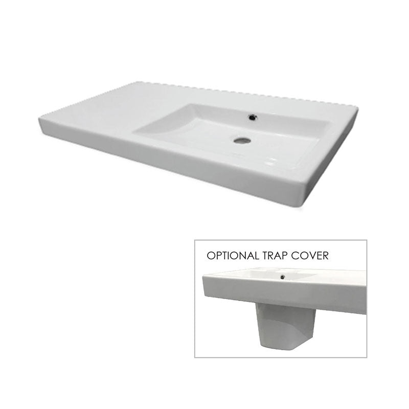 Argent Evo 900 Asymmetric Basin RH Bowl 1 Tap Hole Trap Cover - Gloss White
