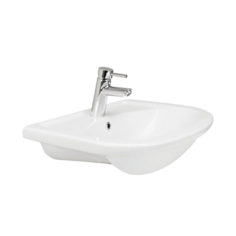 Argent Azure 580 Semi Recessed Basin 1 Tap Hole - Gloss White