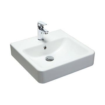 Argent Evo 450 Square Counter Top Basin 1 Tap Hole - Gloss White