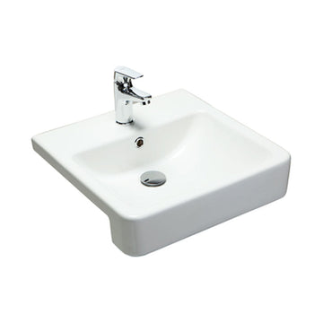 Argent Evo 450 Semi Recessed Basin 1 Tap Hole, Soap Dispenser Left - Gloss White