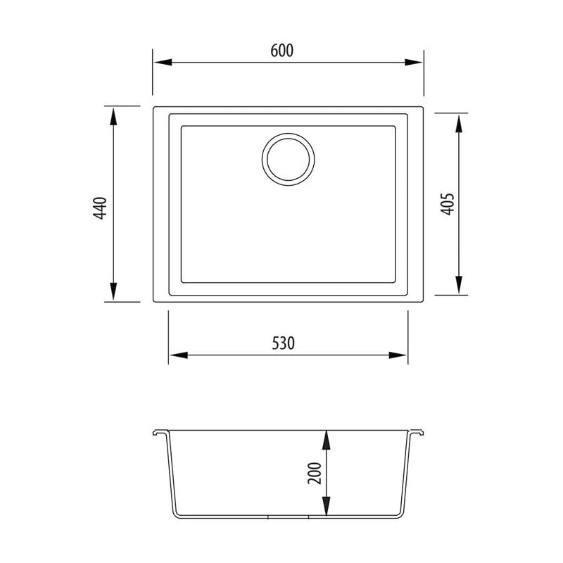 Oliveri Santorini Black Large Bowl Undermount Sink | ST-BL1560U