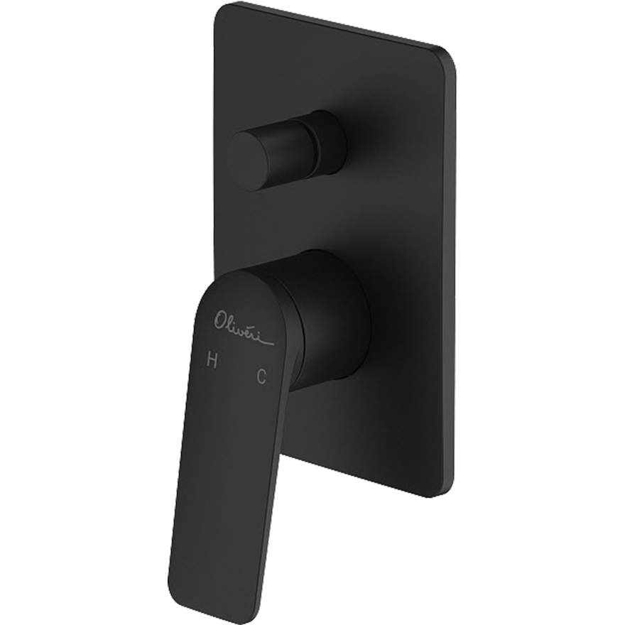 Oliveri Paris Matte Black Wall Mixer With Diverter - PA101516MB