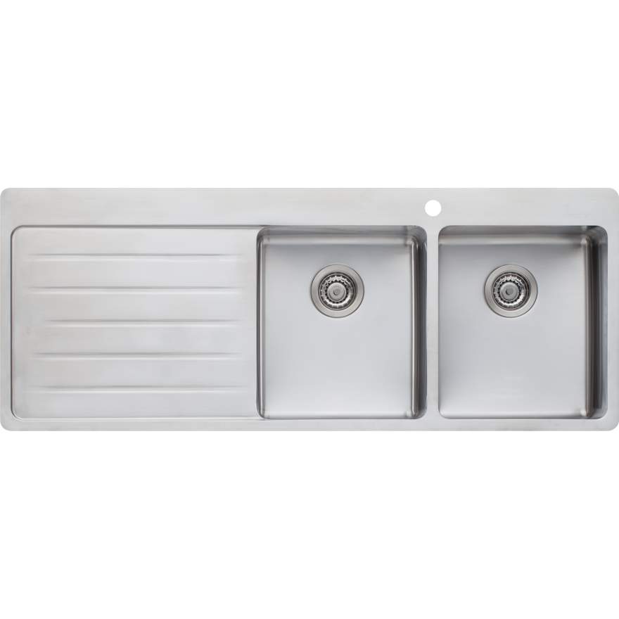 OLIVERI Sonetto Double Bowl Topmount Sink With Drainer | The Source - Bath • Kitchen • Homewares