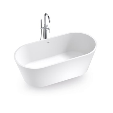 Argent Studio 1650mm Oval Cast Stone Freestanding Bath With Overflow - Silk White