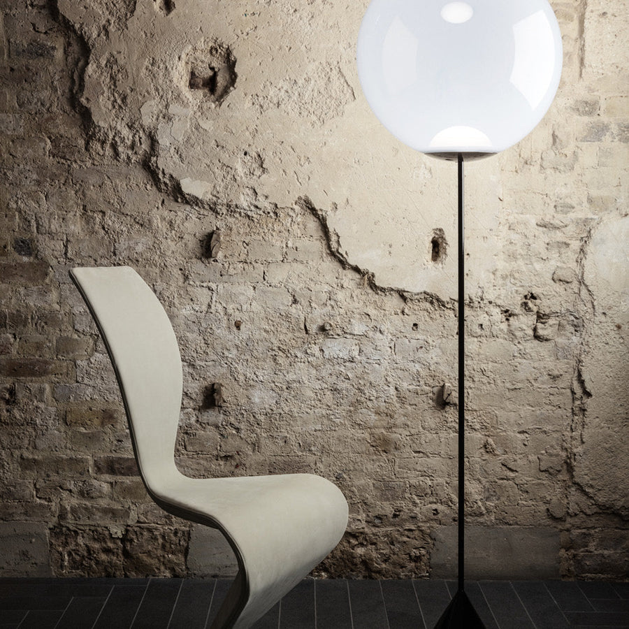 Silver globe store floor lamp
