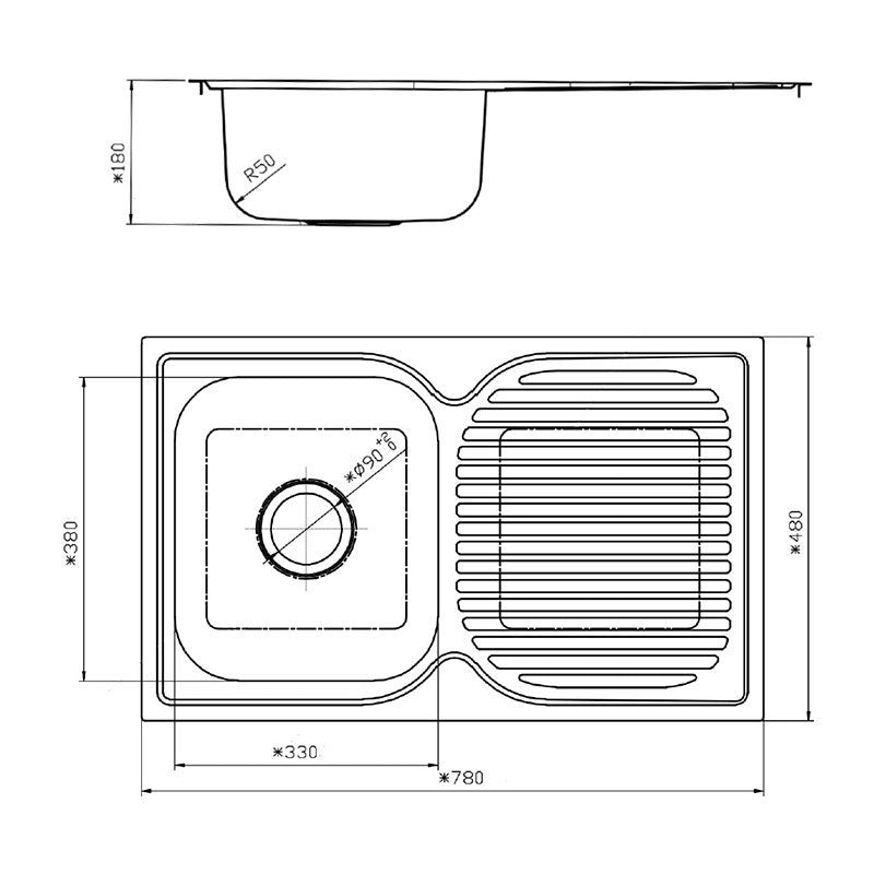 Argent Format 780 Sink Drainer - No Tap Hole
