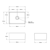 Turner Hastings Novi 60 x 46 Fine Fireclay Butler Sink - Matte White