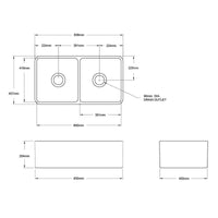 Turner Hastings Novi 85 x 46 Fine Fireclay Butler Sink - Matte White