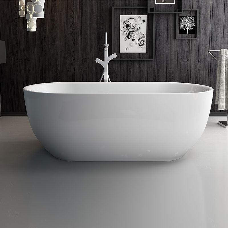 Argent Nova 1700mm Acrylic Oval Freestanding Bath With Overflow - Gloss White