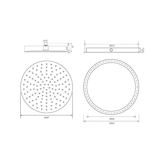 Parisi Tondo Ceiling Shower 300mm Polished Stainless Steel The Source