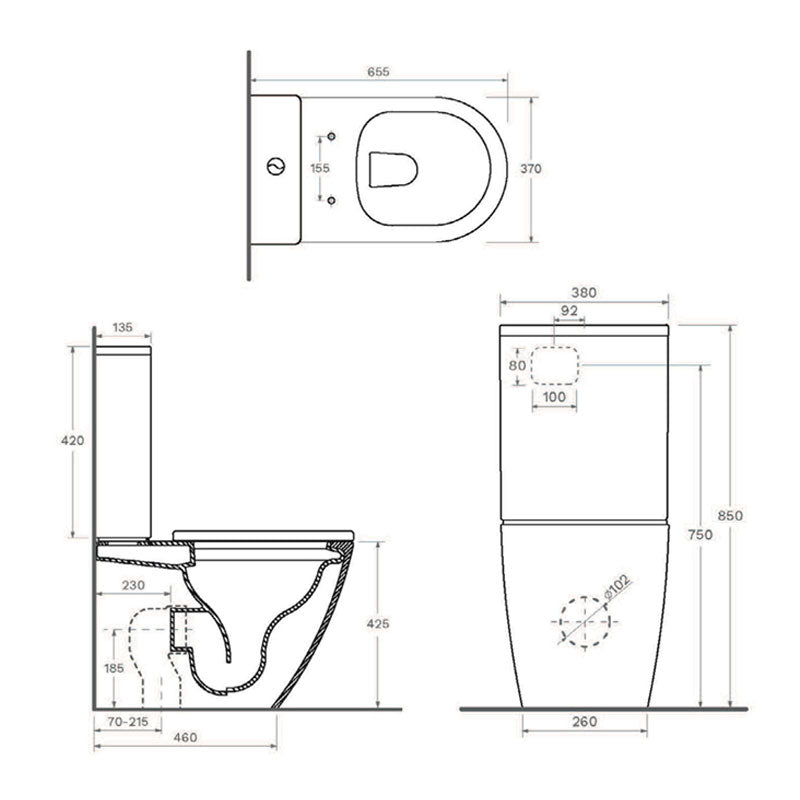 Parisi Ellisse PN600 Mk II Rimless Wall Faced Suite with S-Close Seat