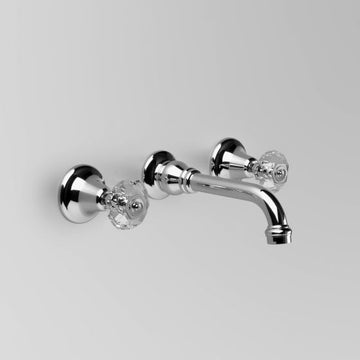 Astra Walker Olde English Wall Set With 160mm Spout, Swarovski Crystal Cross Handles