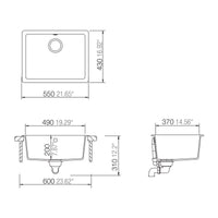 Abey SCHOCK Quadro Large Topmount-Undermount Single Bowl Sink - Alpina