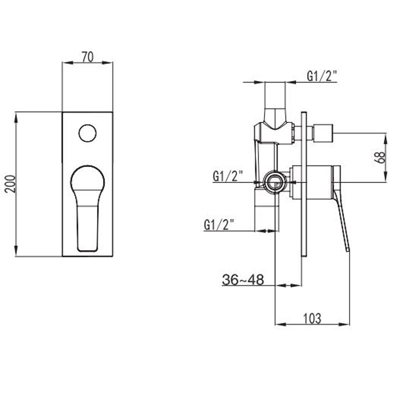 Studio Bagno Pop Shower Mixer with Diverter - Brushed Nickel