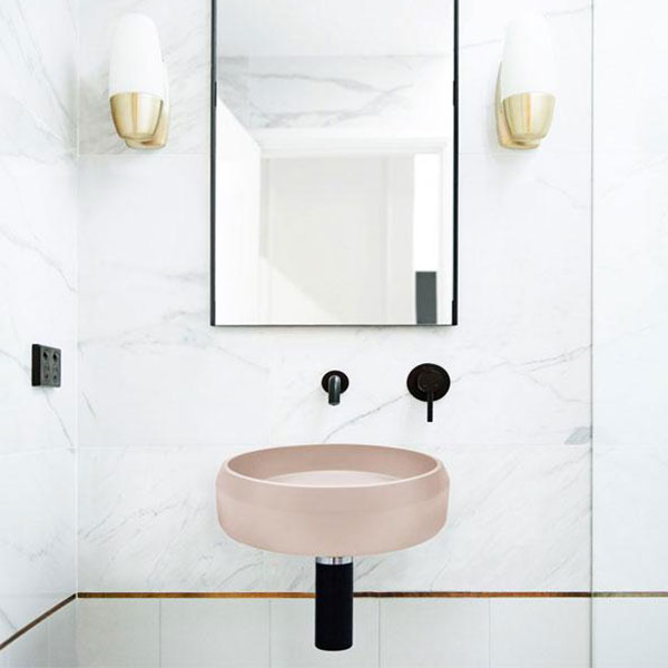 Nood Co Prism Basin Circle Wall Hung Blush Pink