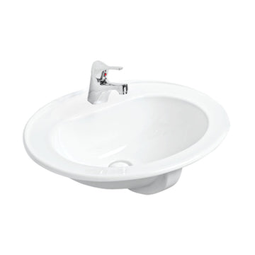 Argent Azure 575 Oval Drop In Basin 1 Tap Hole Soap Dispenser Left - Gloss White