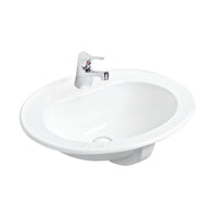 Argent Azure 575 Oval Drop In Basin 1 Tap Holes - Gloss White