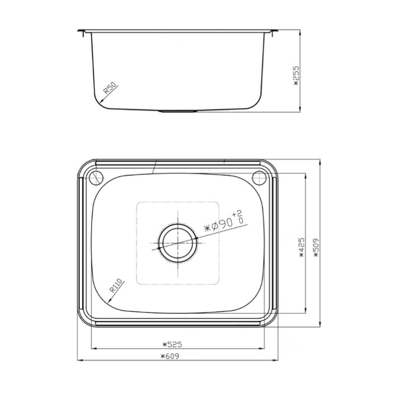 Argent Format 610 Laundry Sink - No Tap Hole