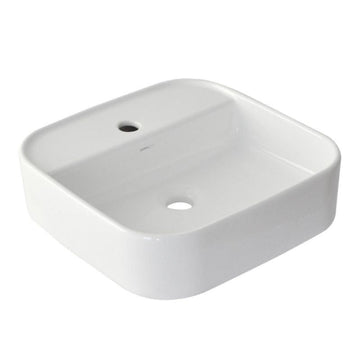 Argent Grace 425 Square Counter Top Basin with Tap Shelf - Gloss White - 1 Tap Hole