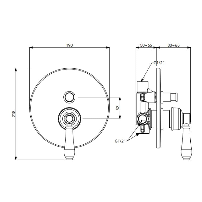 Armando Vicario Provincial Wall Mounted Diverter Mixer  - Chrome