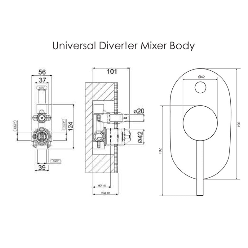 Villeroy & Boch Dawn Diverter Mixer - Chrome