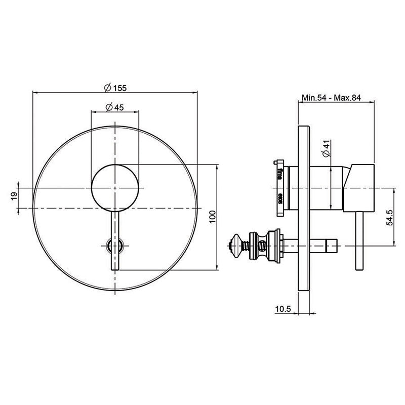 FIMA Spillo Up Shower Mixer with Divertor 155mm - Chrome